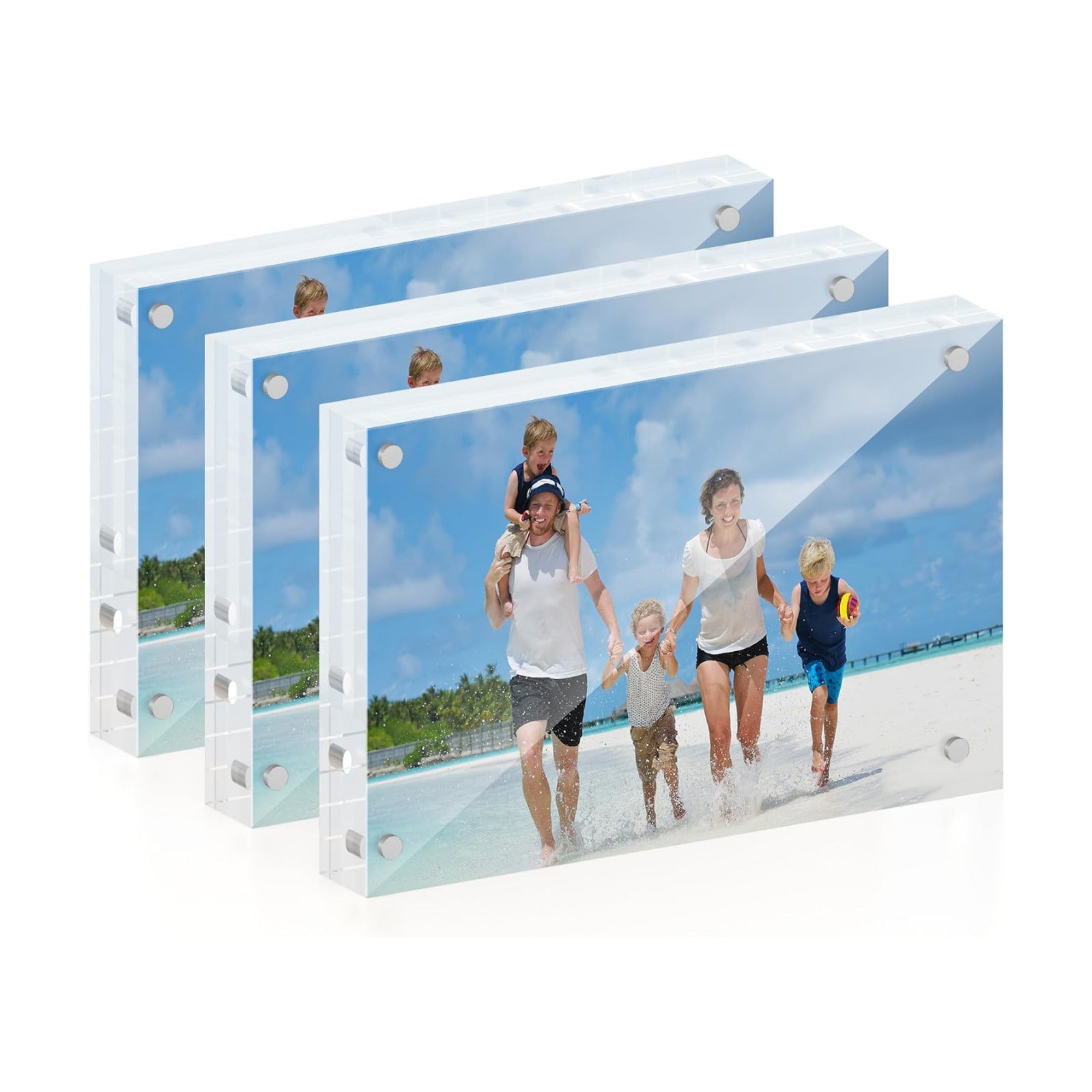 ATZYmolin 3 Pack 4x6 Acrylic Picture Frame, Magnetic Double Sided | Magnetic Double Sided Display, 20% Thicker