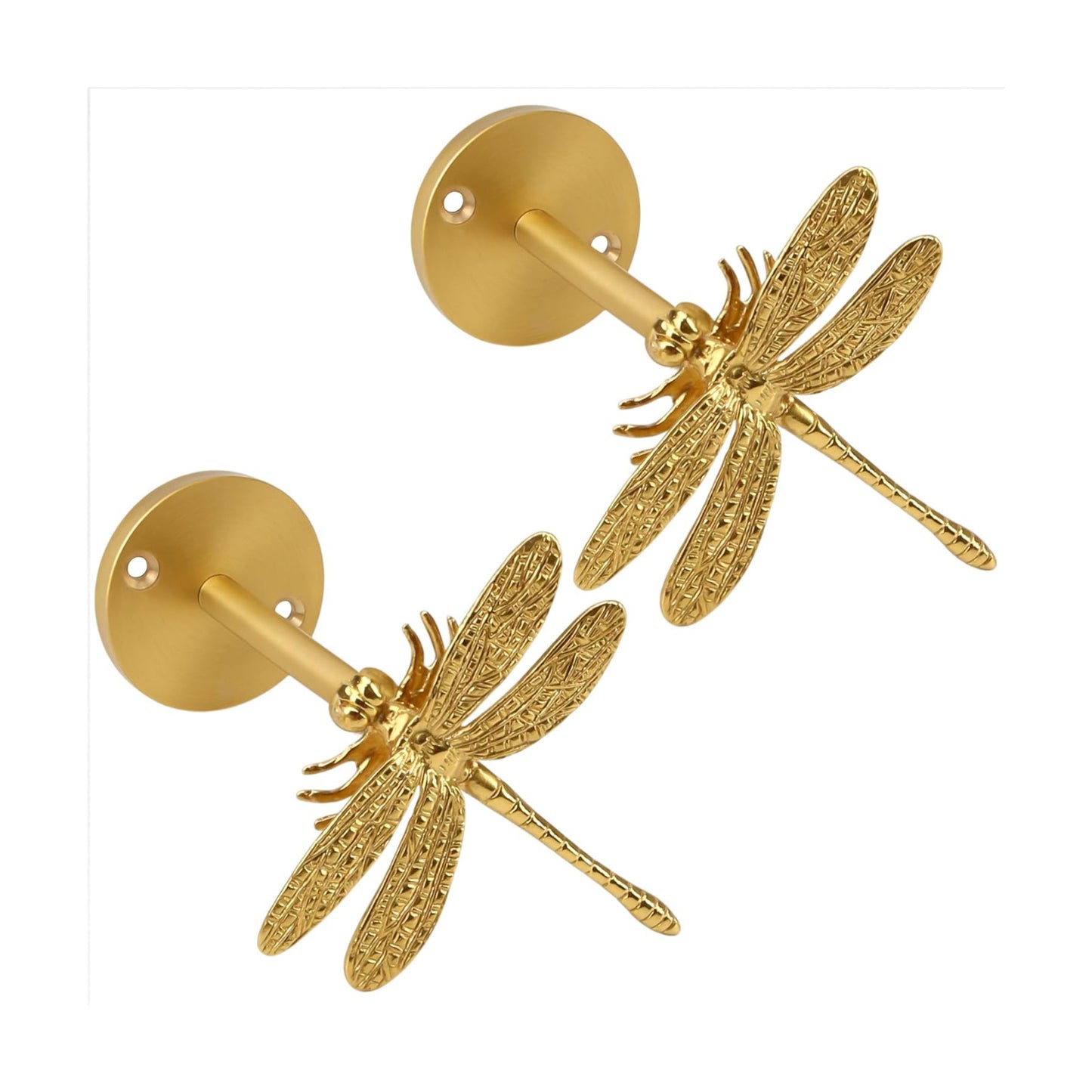 Set of 2 Dragonfly Curtain Holdbacks, Swag Holders for Windows, Antique Brass Curtain Tieback Wall Hook Pull Backs for