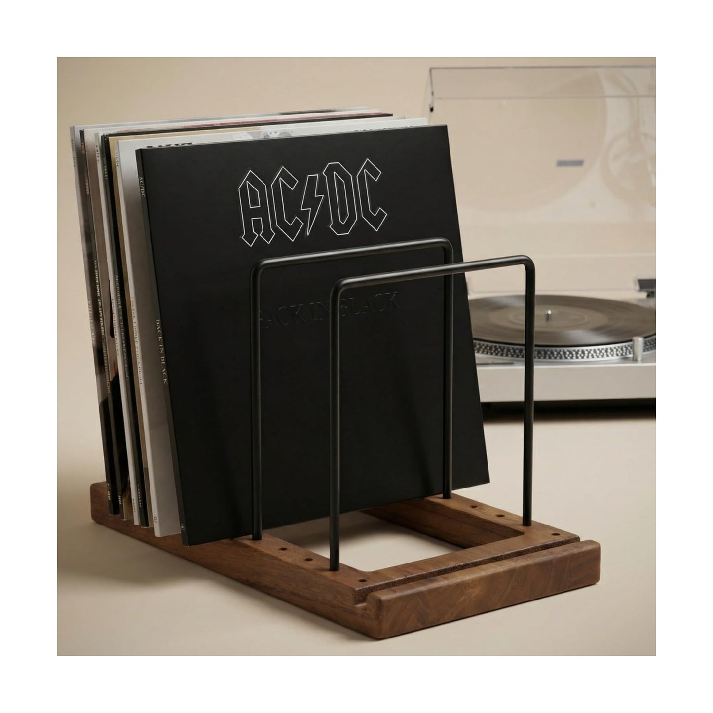 Decorative Vinyl Record Storage For Up to 75 Single Records - LP Holder | Neatly Holds Up to 75 Records - Sleek