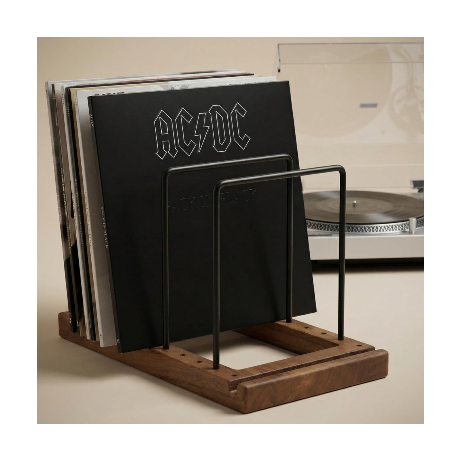 Decorative Vinyl Record Storage For Up to 75 Single Records - LP Holder | Neatly Holds Up to 75 Records - Sleek