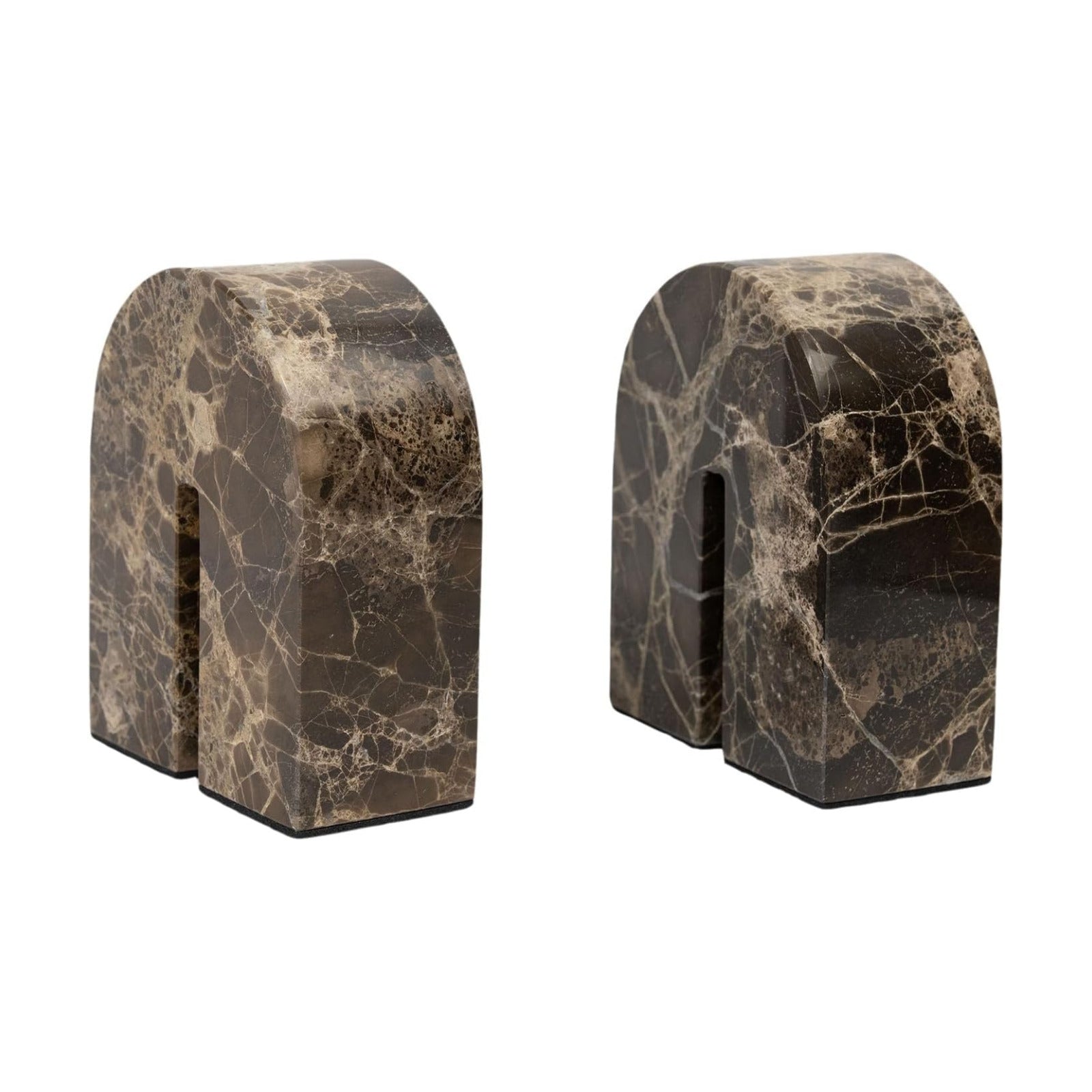 Marble Bookends / Unique Brown Arched Book Ends / Natural / Set of 2