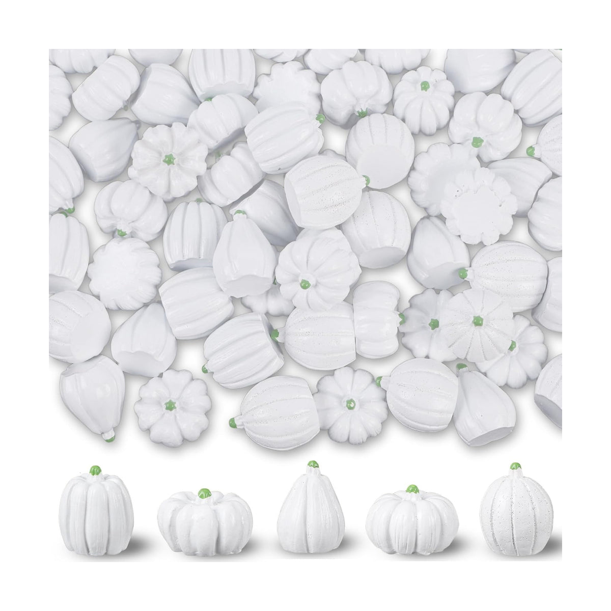 winemana 80Pcs Mini Pumpkins for Crafts, Fall Decorations for Home, White