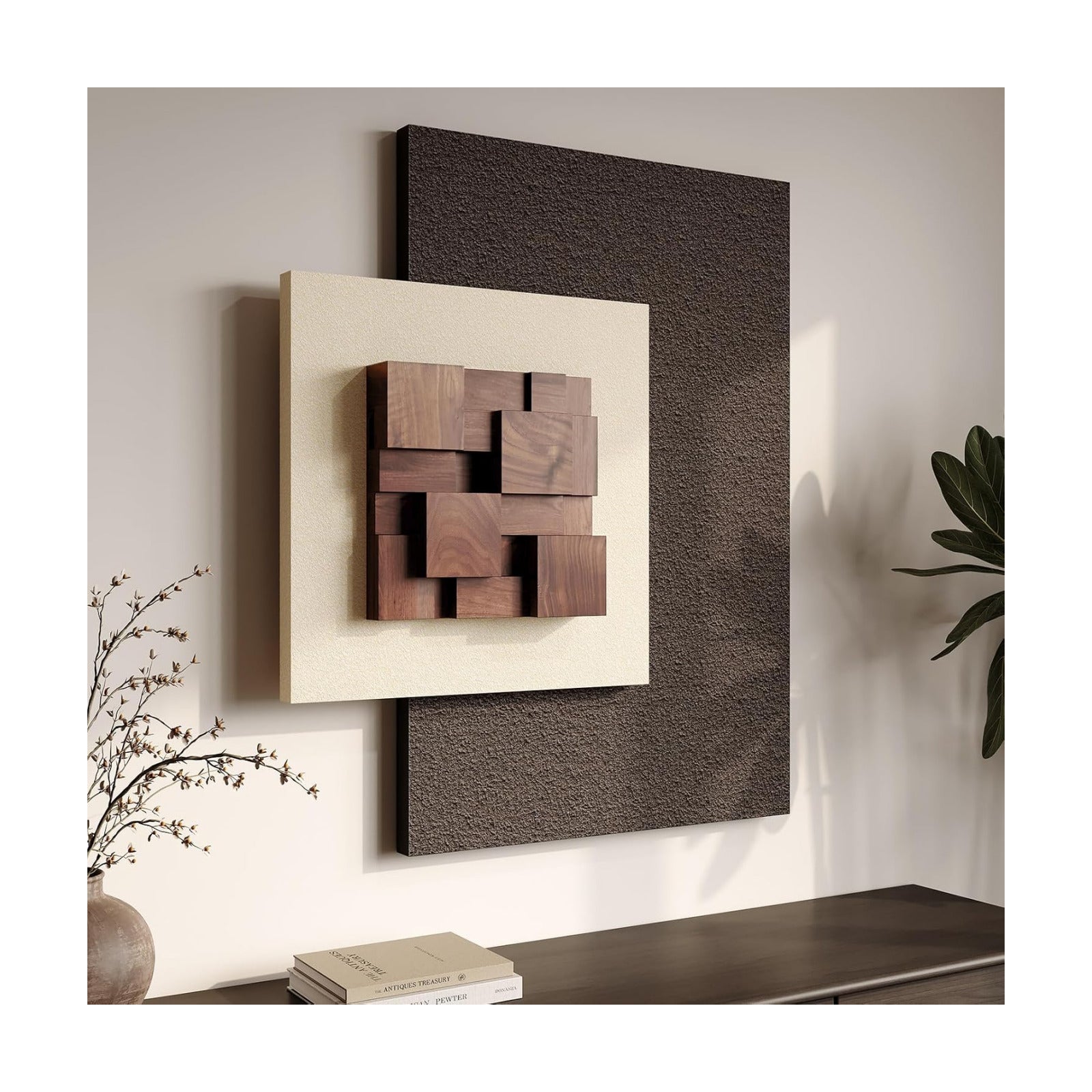 Large Wood Abstract Wall Art for Living Room, Modern 3D Artwork for Walls