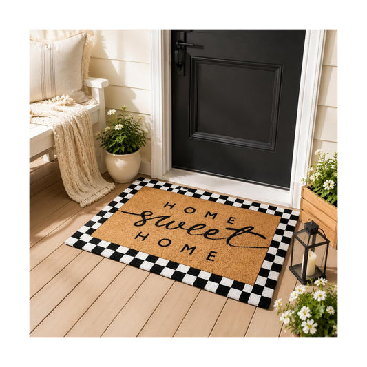 Tinideya 2 Pcs Home Sweet Home Layered Mat for Front Door