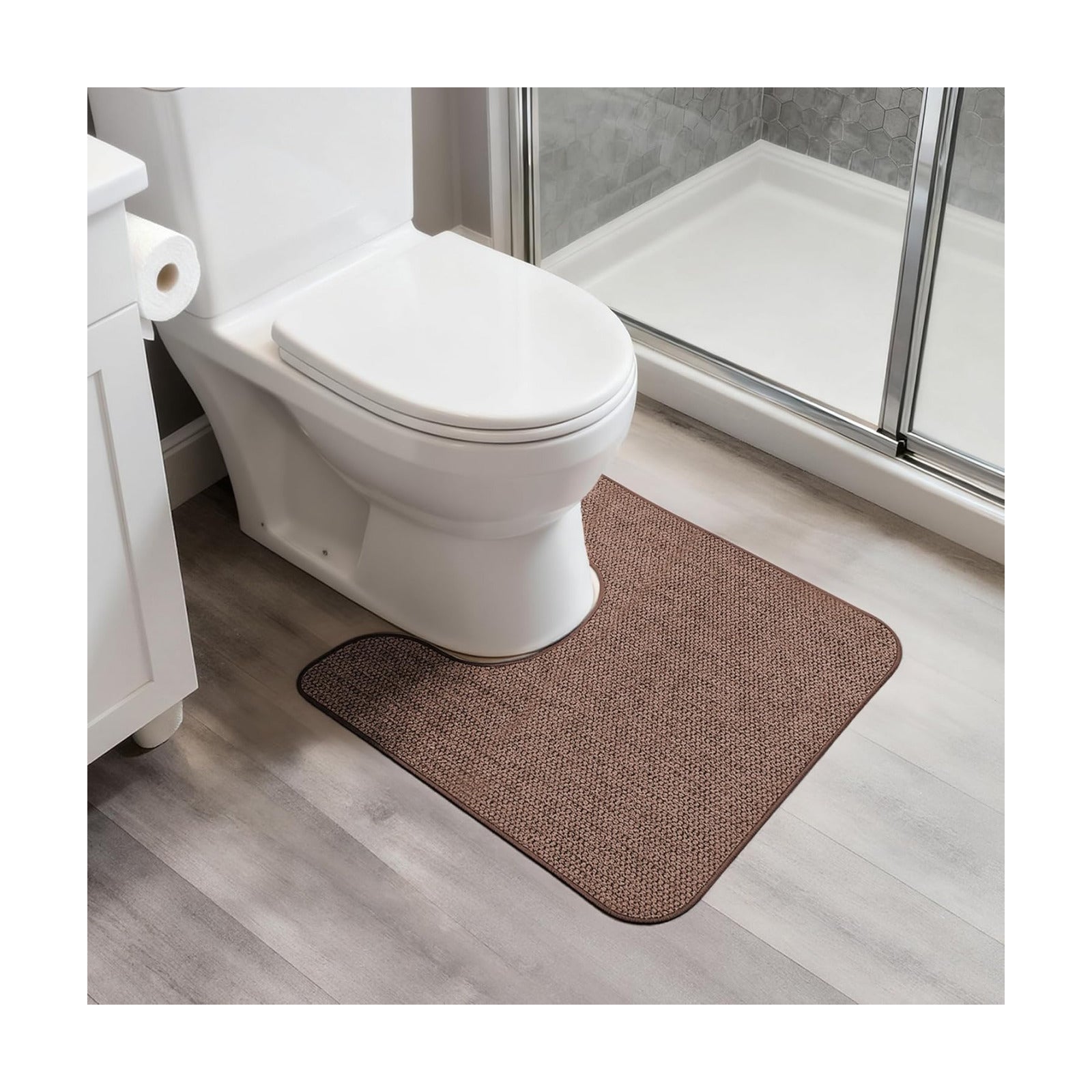 Bosap Toilet Rugs U Shaped Bathroom Rug,Machine Washable Non Slip Quick Dry Super Absorbent Ultra Thin Toilet Mats for