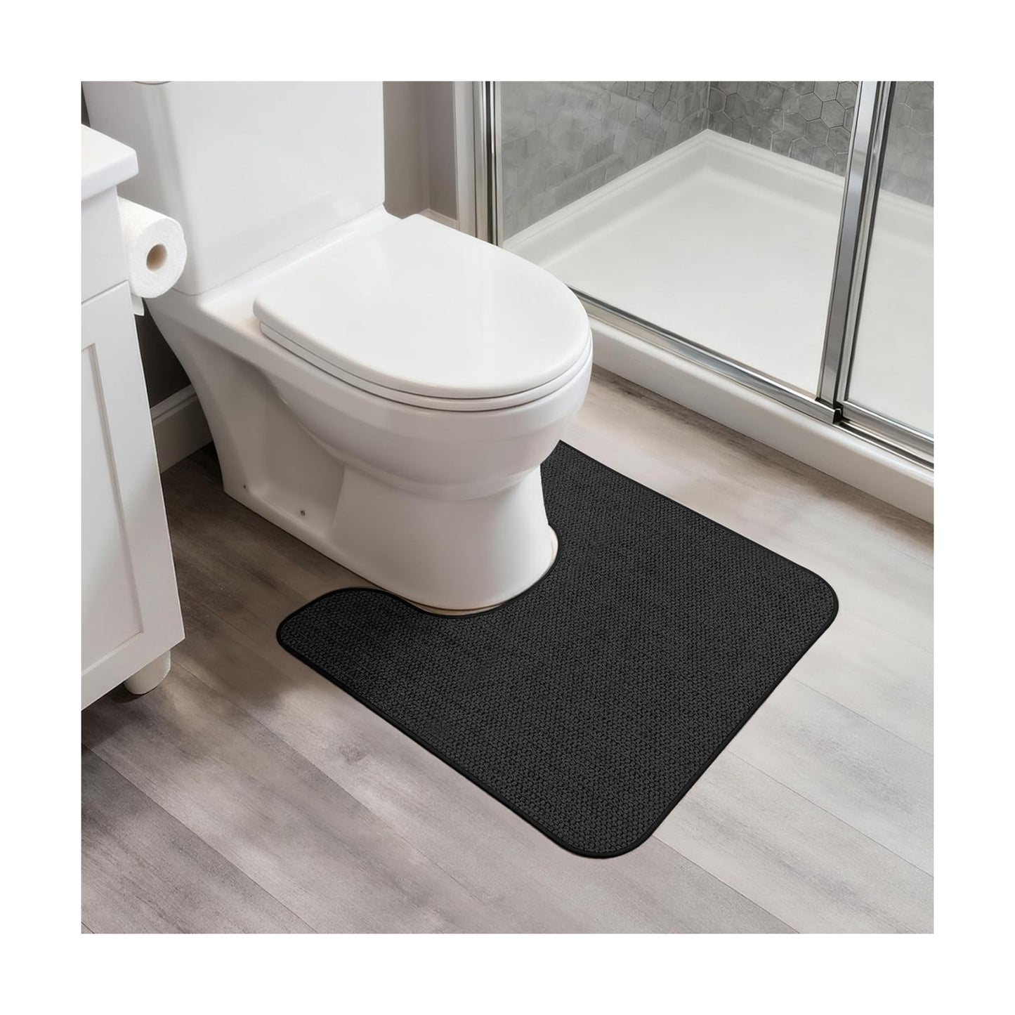 Bosap Toilet Rugs U Shaped Bathroom Rug,Machine Washable Non Slip Quick Dry Super Absorbent Ultra Thin Toilet Mats for