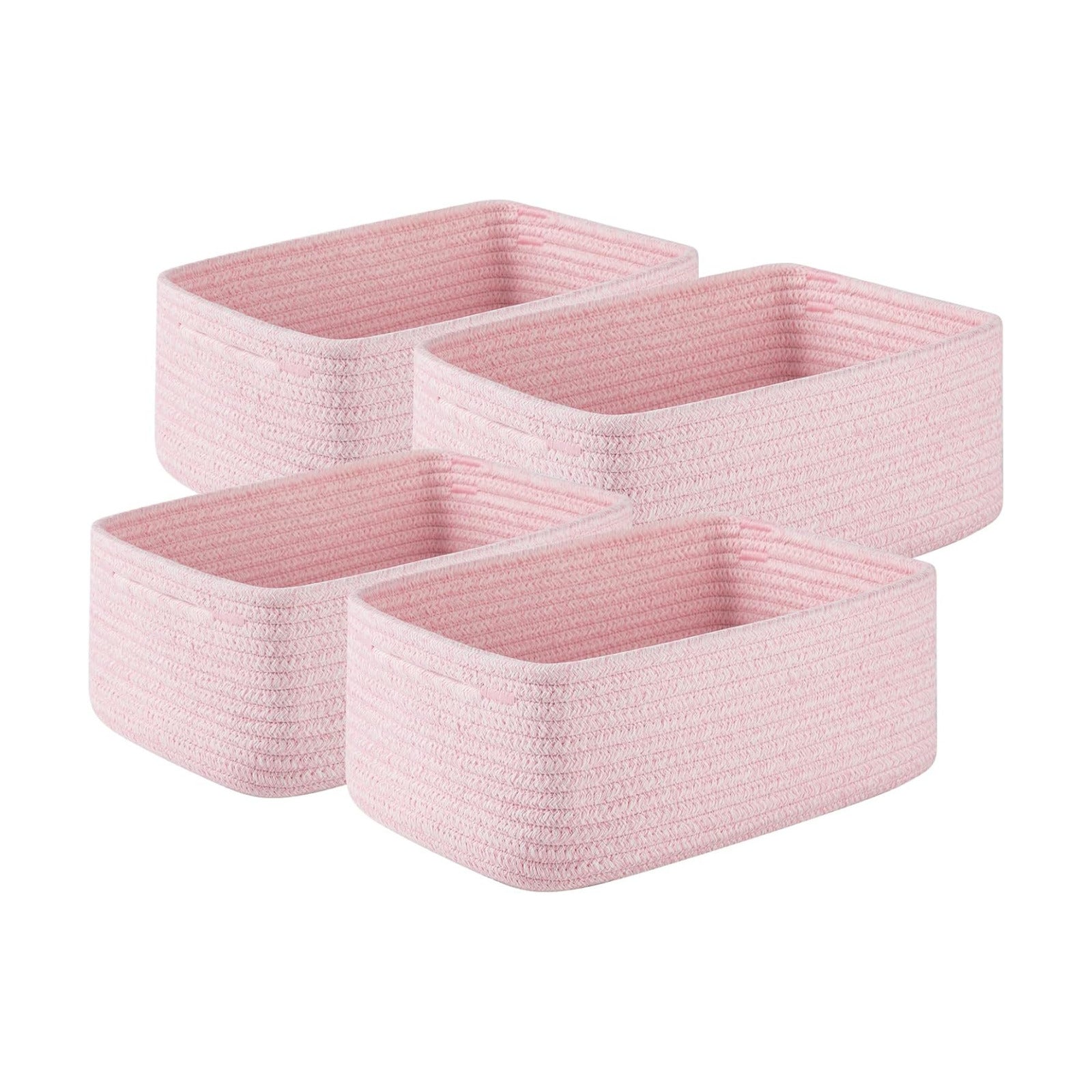 Mini Woven Rope Storage Bins for Towels / Pink / 11.81''lx7.87''wx4.72''h / Set of 4