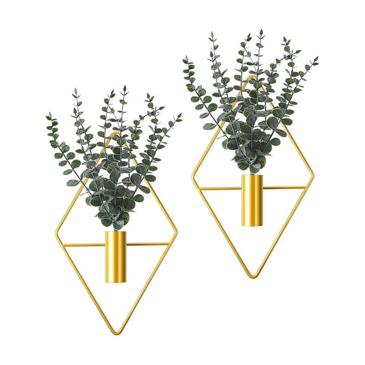 Artificial Metal Hanging Vase Indoor Plants Holder Modern Geometric / Gold / Eucalyptus / Set of 4