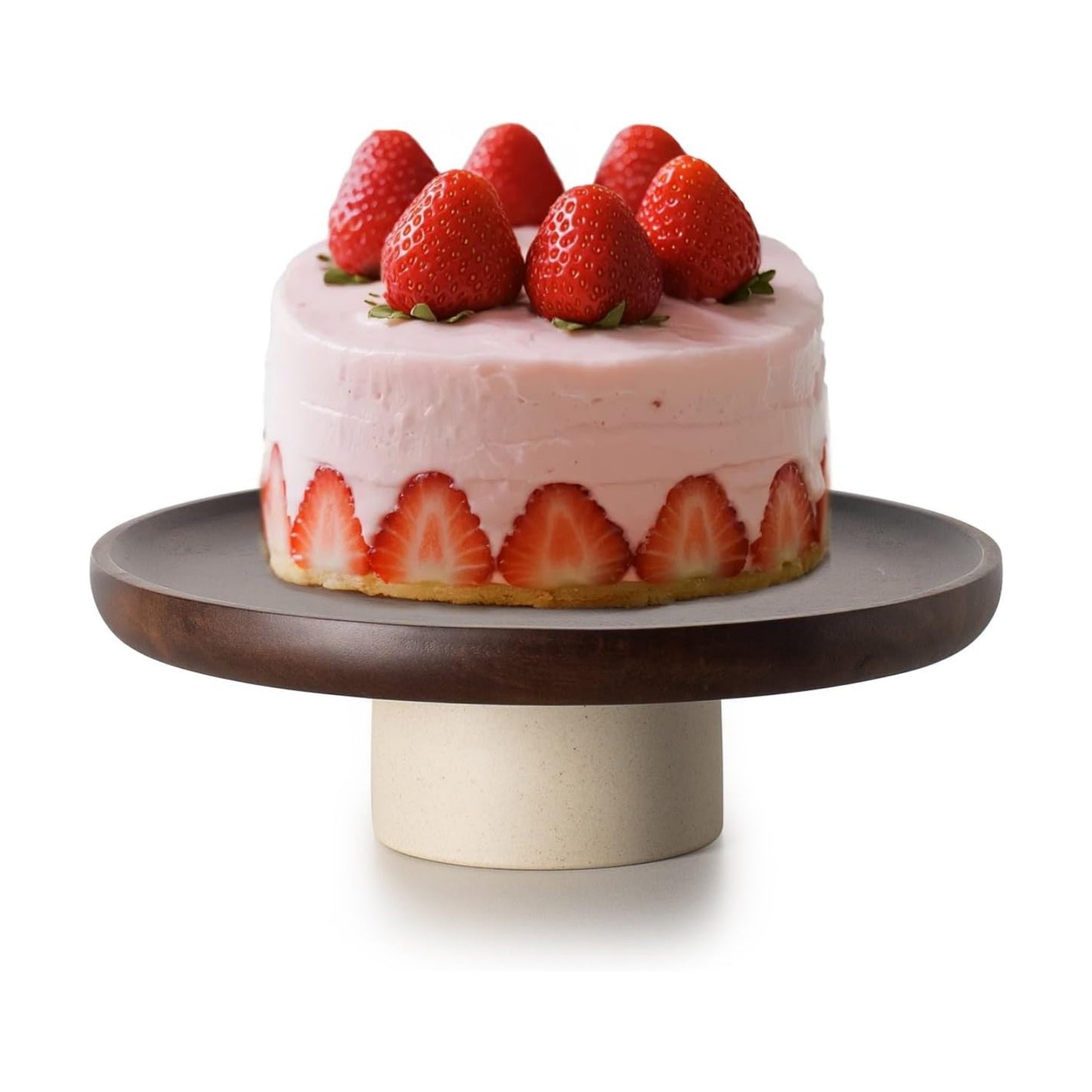 Rustic Acacia Wood Cake Stand / 9 Inch / Natural