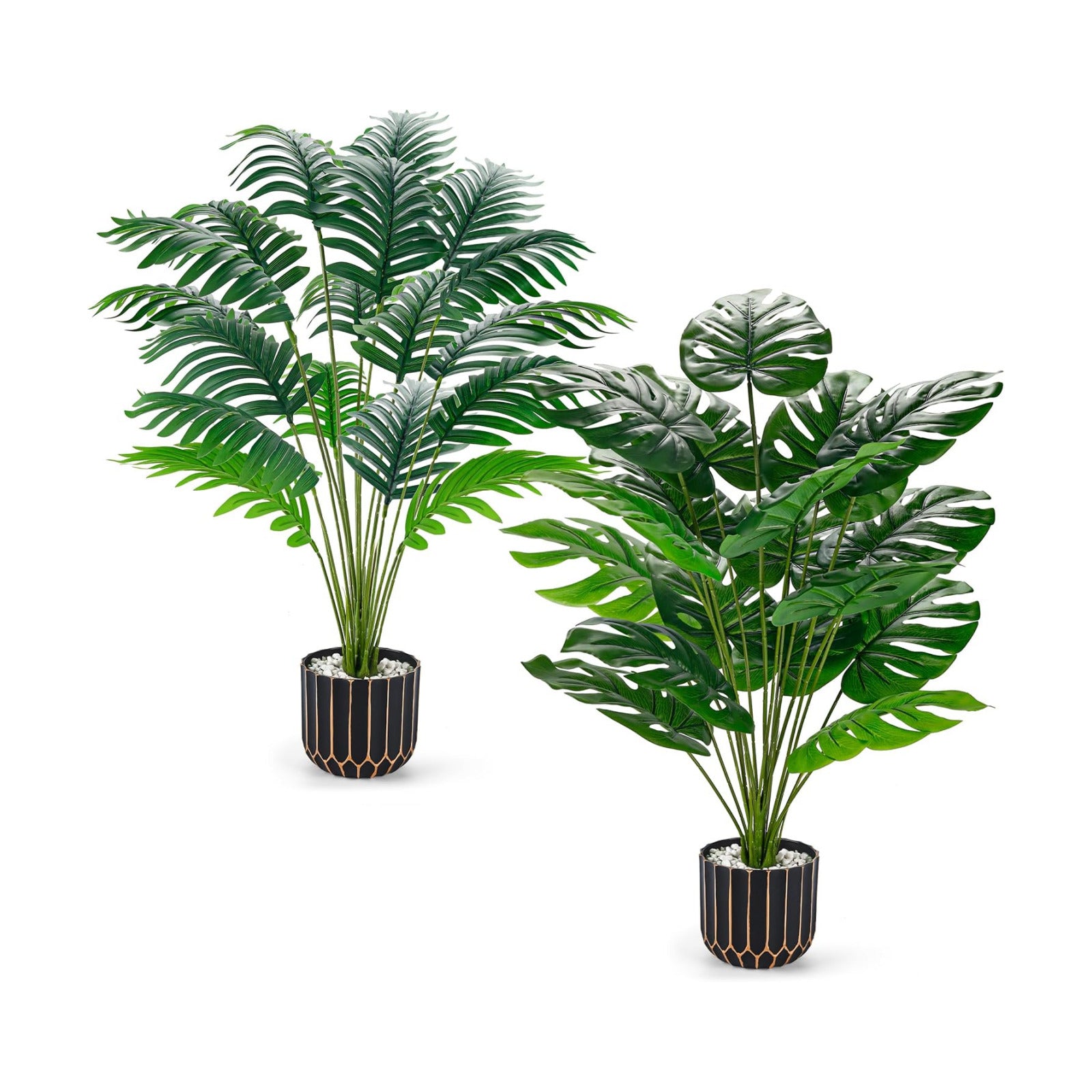 Der Rose 2 Pack 28" Fake Plants, Faux Palm and Monstera for Office Decor