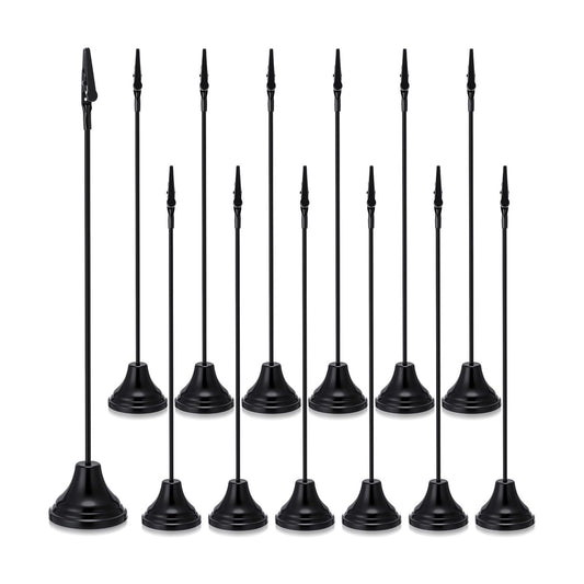 Skyygemm 12 Pcs Table Number Holders Metal Alligator Clip, Black, 12 Inch | Cone Base Clips for Place Cards, Food