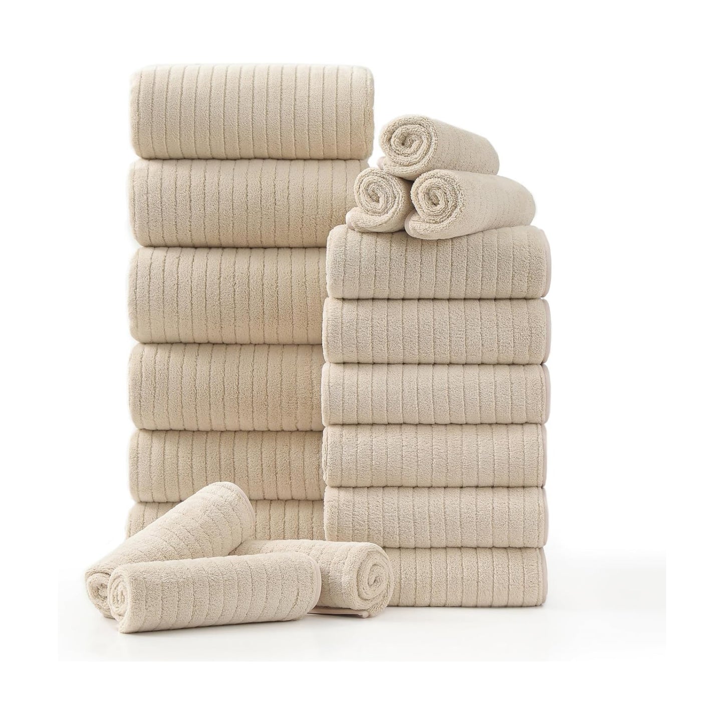 18 Piece Family Bath Towel Set Include 6 Bath Towels,6 Hand Towels and 6 Washcloths Soft Bathroom Towel with Hanging