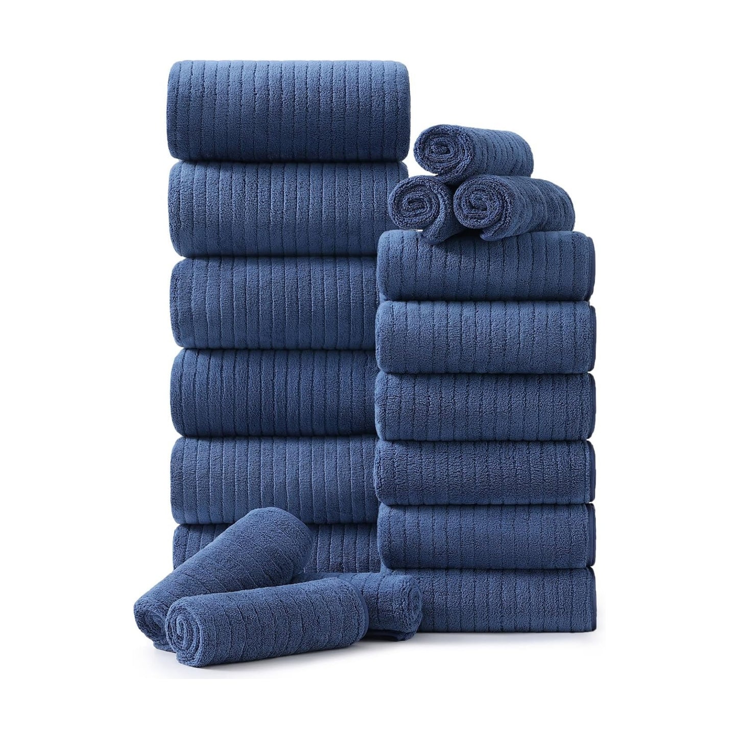 Hailea 18 Piece Family Bath Towel Set Include 6 Bath Towels,6 Hand Towels and 6 Washcloths Soft Bathroom Towel with
