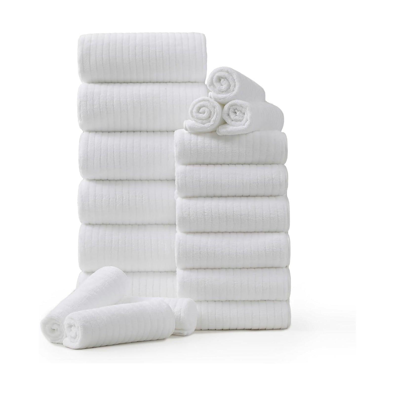18 Piece Family Bath Towel Set Include 6 Bath Towels,6 Hand Towels and 6 Washcloths Soft Bathroom Towel with Hanging