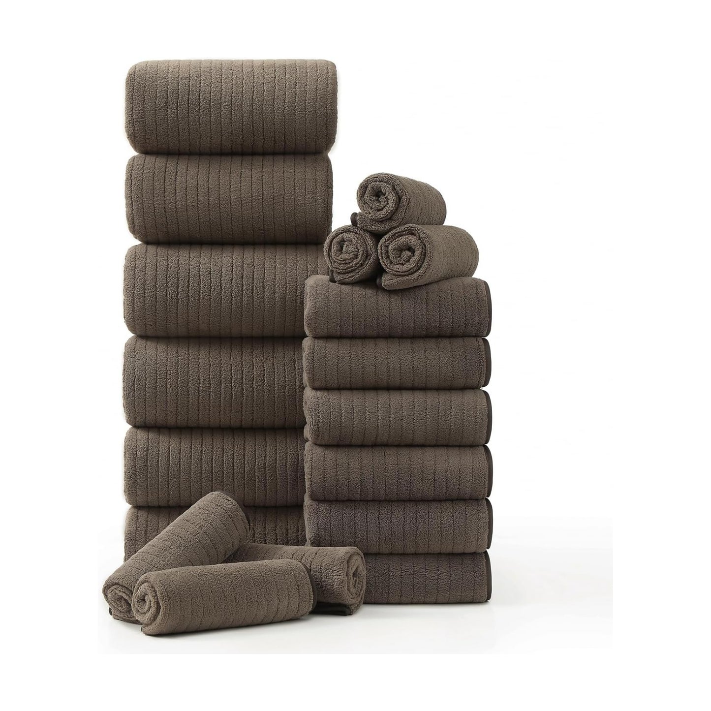 18 Piece Family Bath Towel Set Include 6 Bath Towels,6 Hand Towels and 6 Washcloths Soft Bathroom Towel with Hanging