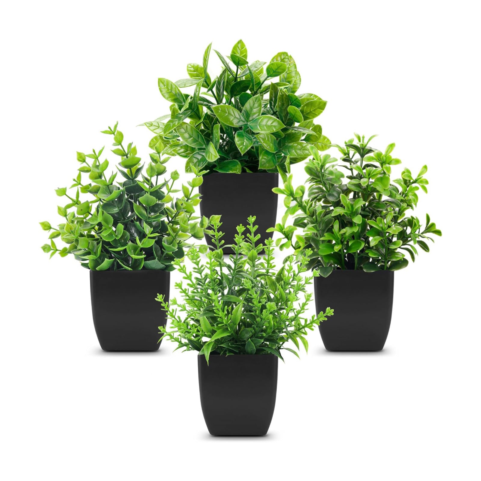 Der Rose 4 Pack Black Bathroom Decor Small Fake Plants, Halloween Decor