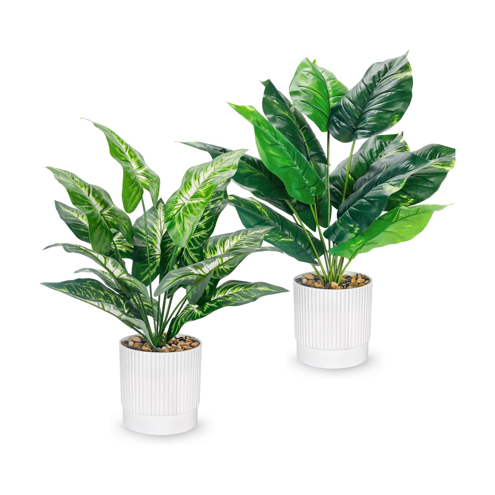 16" Fake Plants Artificial Tropical Plants Indoor Faux Greenery / White / Set of 2