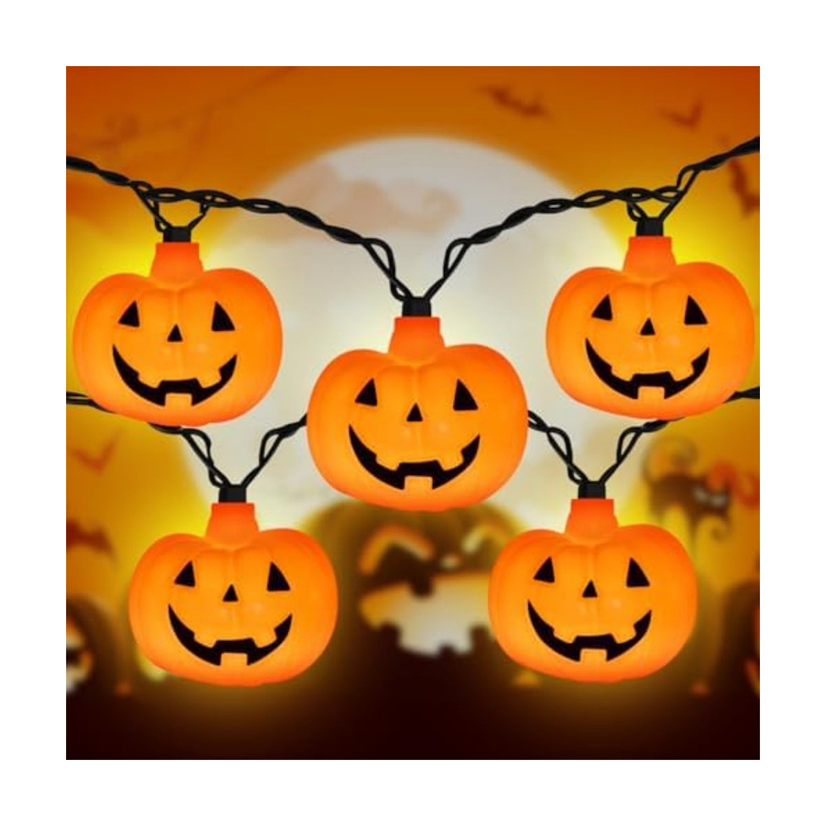 Halloween String Lights - LED Jack O Lantern Lights with Cute Spooky Smiling, 8.5Ft LED Pumpkin Lights Outdoor Plug in for Fall Halloween Decorations Indoor Outdoor Home Mantel Party Decor, 0.07W