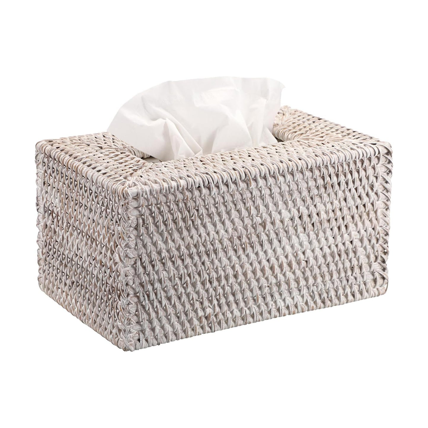 Wicker Decorative Tissue Holder / Large / Whitewash