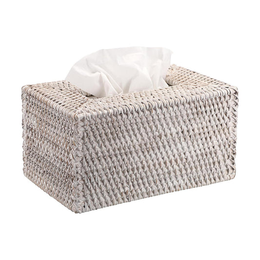 Wicker Decorative Tissue Holder / Large / Whitewash
