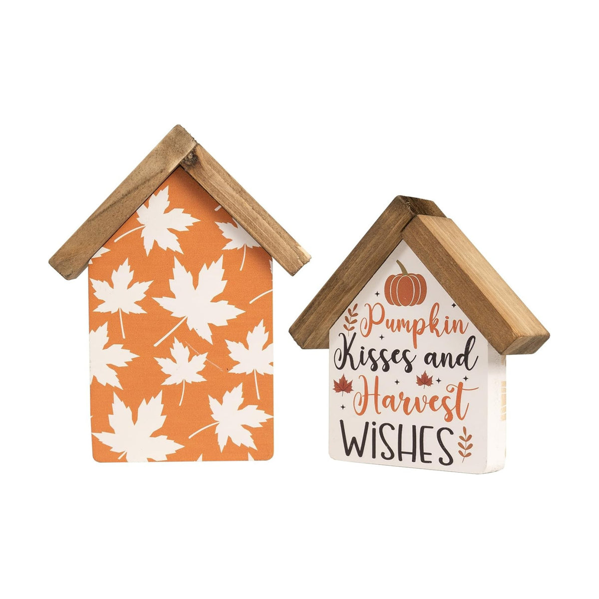 Fall Signs Autumn Pumpkin Tiered Tray Table Shelf Home Decor 2 Pcs