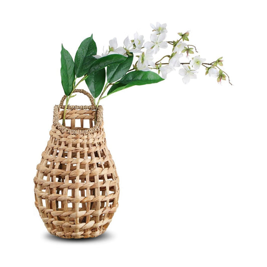 Woven Hanging Basket Water Hyacinth Wicker Wall Basket Handmade Flower Baskets for Organizing