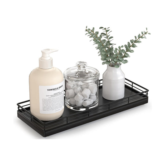 Oak Wood Vanity Tray / Black / 11 x 4.5 x 1.5