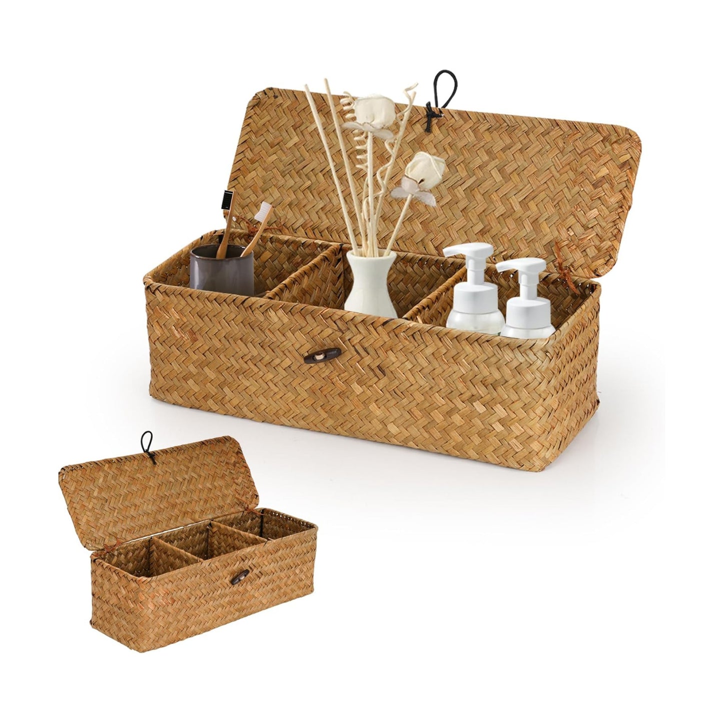3 Compartment Storage Woven Basket