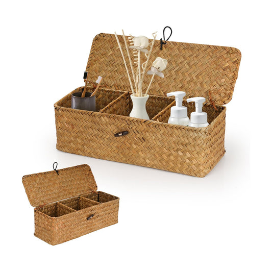 3 Compartment Storage Woven Basket