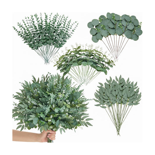 4 Kinds Artificial Stems Faux Sliver Dollar Fake / Greenery / Set of 100