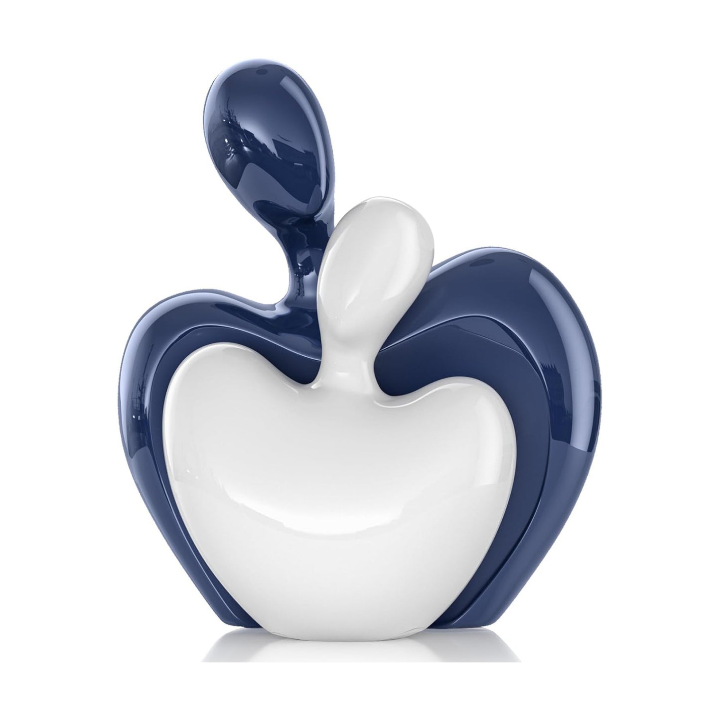White Mini Hugging Couple Statue Ceramic Lover Figurine Home Decor is a Romantic Gift for Her / Blue