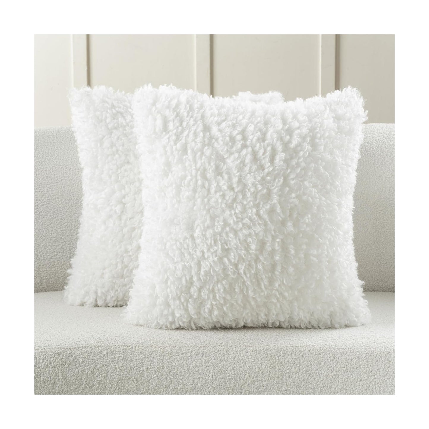 Decorative Throw Pillow Covers / Cream White / 18 x 18 / Set of 2