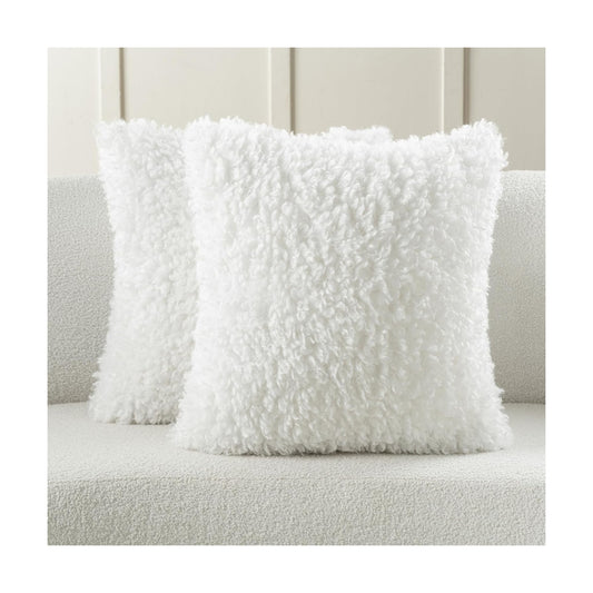 Decorative Throw Pillow Covers / Cream White / 18 x 18 / Set of 2