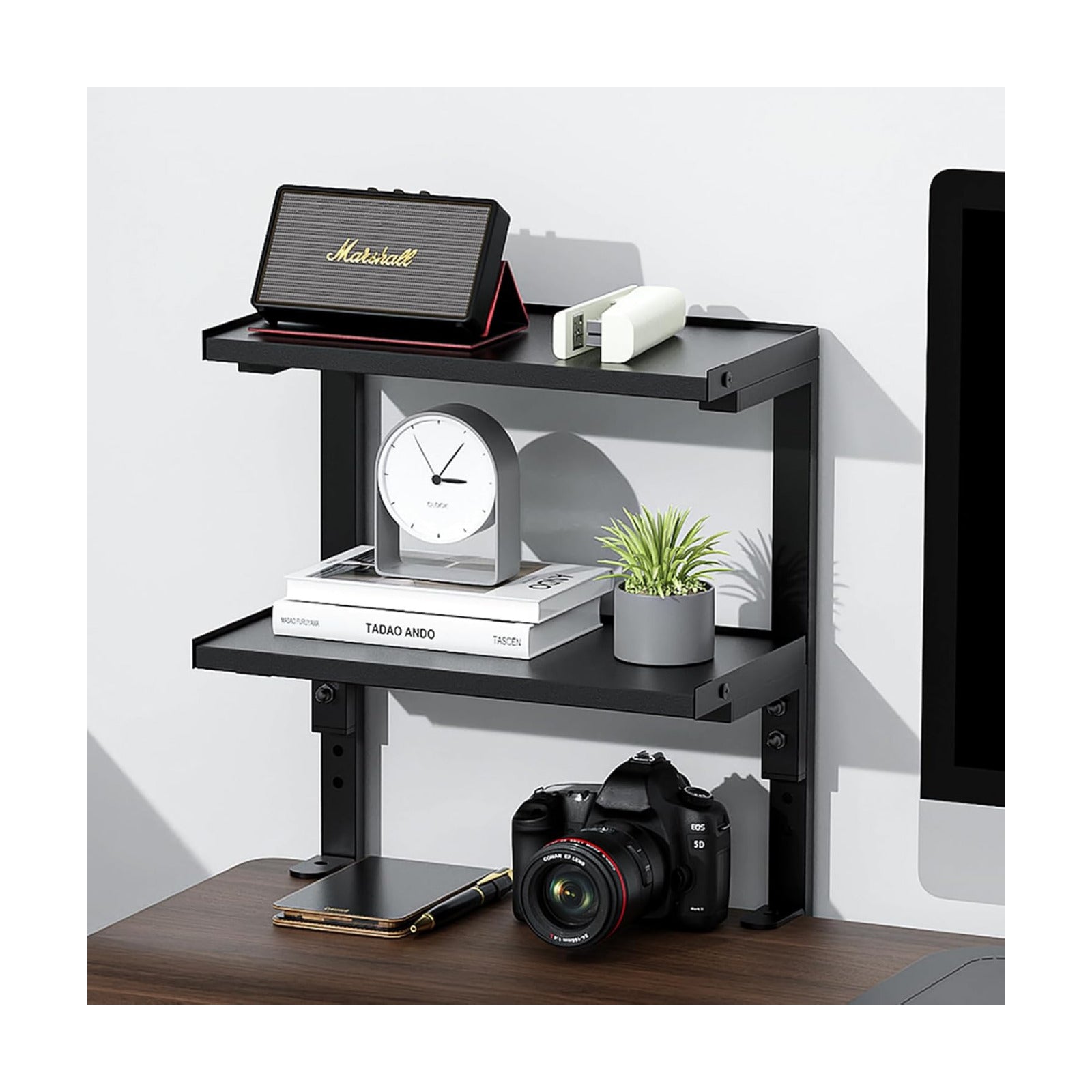 2-Tier Desk Shelf | Desk Organization Expandable Clamp on Desk Shelf Desktop Accessories for Offices and Game Rooms