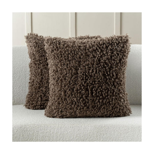 Decorative Throw Pillow Covers / Chocolate / 18 x 18 / Set of 2