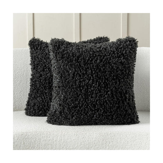 Decorative Throw Pillow Covers / Black / 18 x 18 / Set of 2