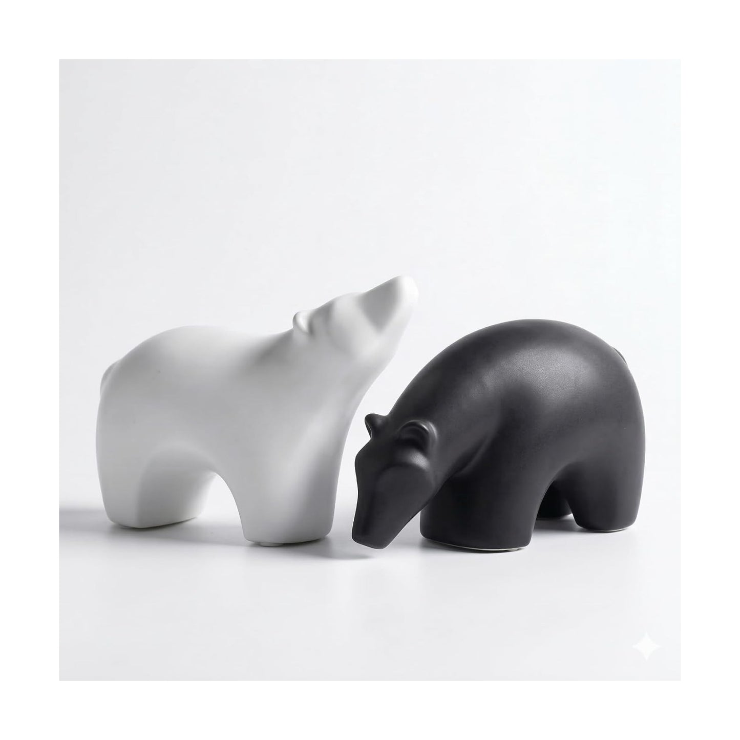 Modern Ceramic Bear Figurines / Middle / Black / Set of 2