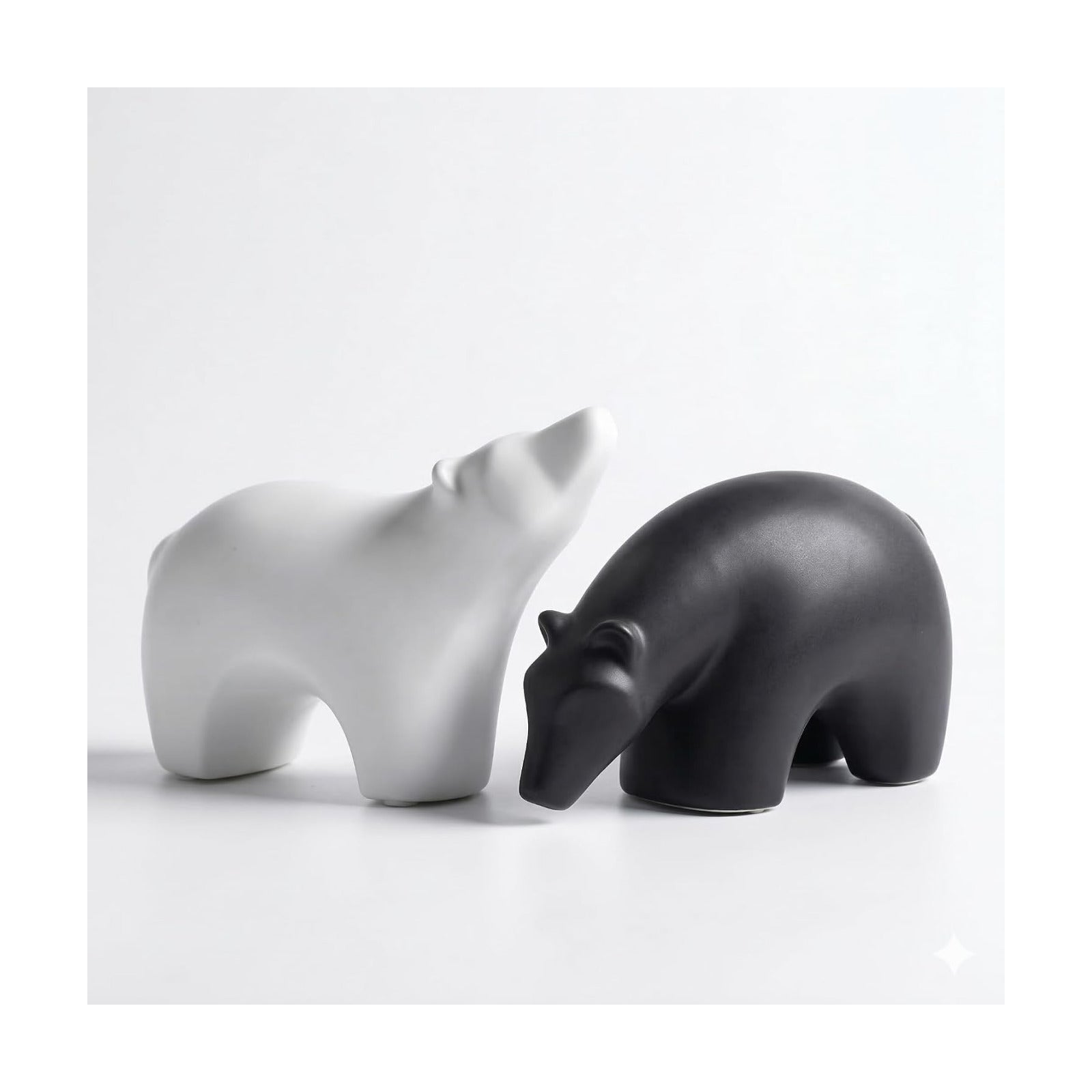 Modern Ceramic Bear Figurines / Middle / Black / Set of 2