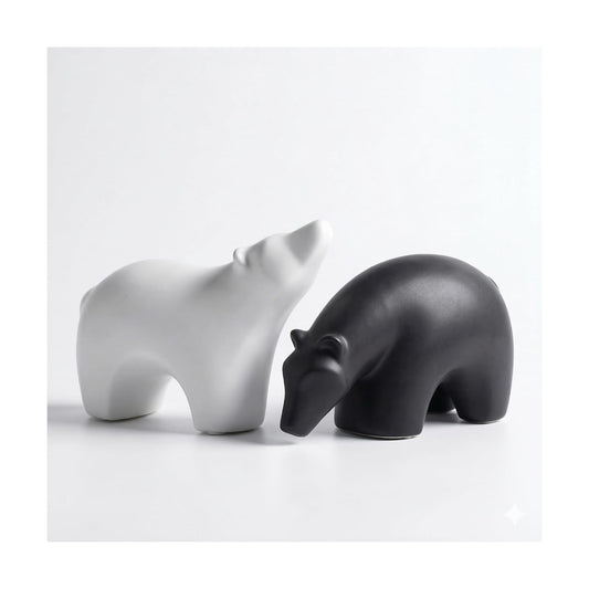 Modern Ceramic Bear Figurines / Middle / Black / Set of 2