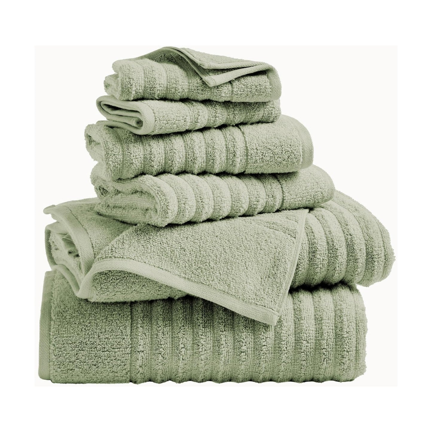 Great Bay Home Bath Towel Set - 100% Cotton 6 Piece Towel Set - Absorbent & Quick-Dry Towels for Bathroom (Eucalyptus)