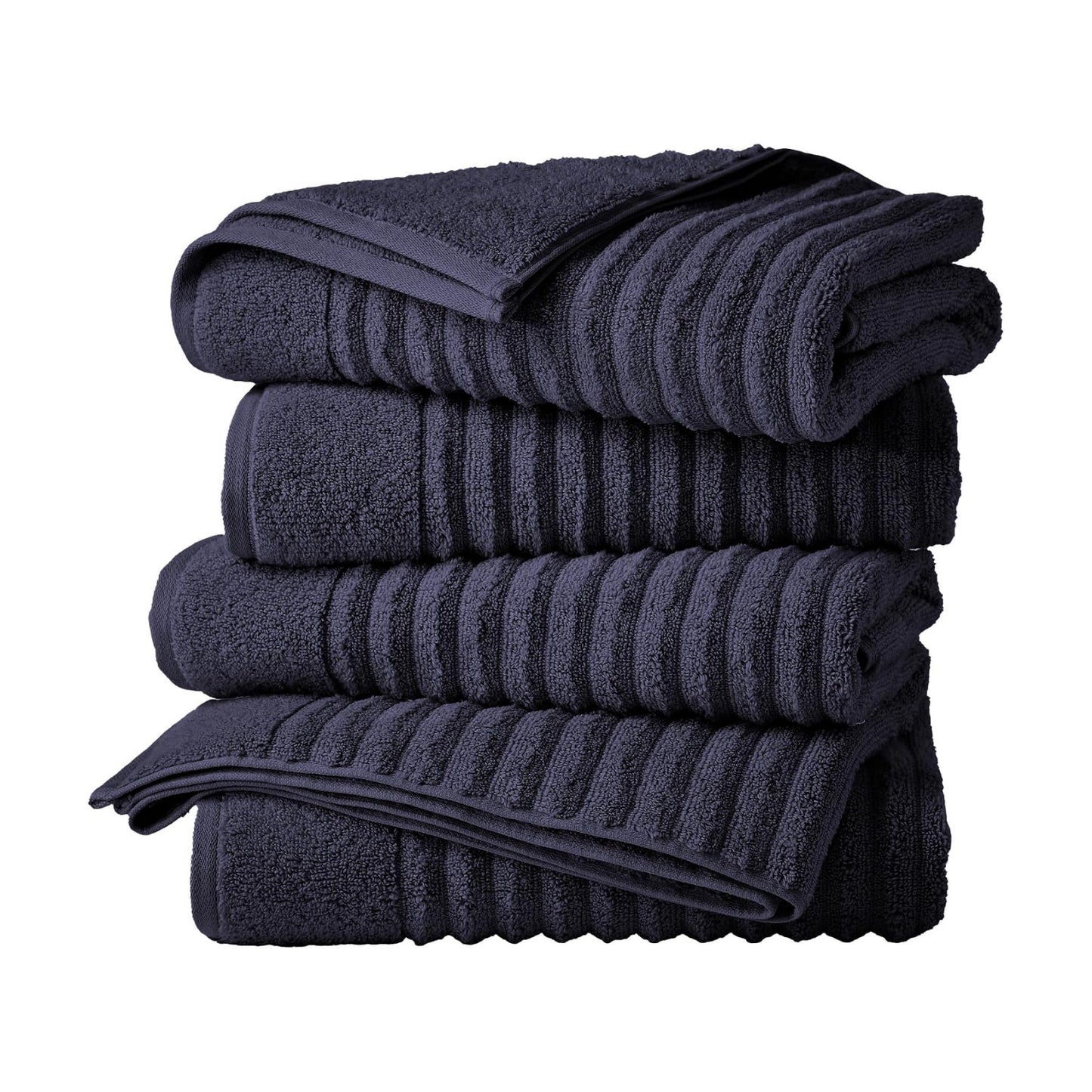 Great Bay Home 4 Pack Bath Towel Set - 100% Cotton Towels - Absorbent & Quick-Dry Towels for Bathroom (Navy Blue)