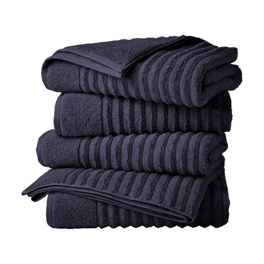Great Bay Home 4 Pack Bath Towel Set - 100% Cotton Towels - Absorbent & Quick-Dry Towels for Bathroom (Navy Blue)