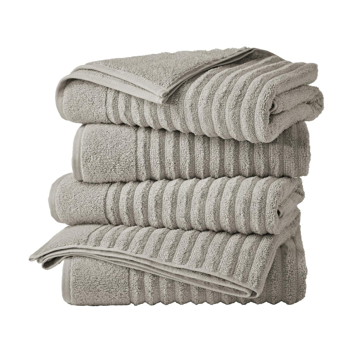 Great Bay Home 4 Pack Bath Towel Set - 100% Cotton Towels - Absorbent & Quick-Dry Towels for Bathroom (Mid Grey)