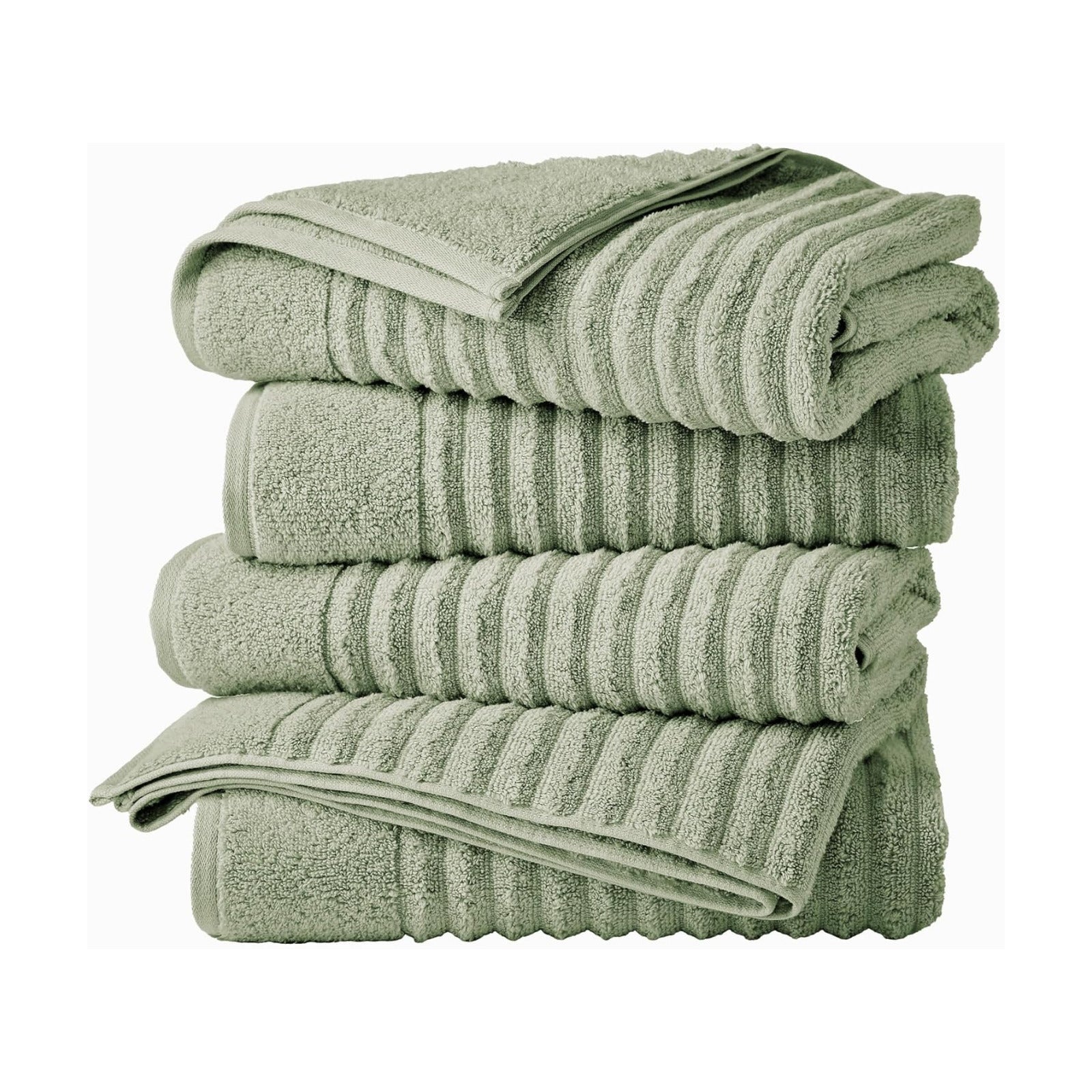 Great Bay Home 4 Pack Bath Towel Set - 100% Cotton Towels - Absorbent & Quick-Dry Towels for Bathroom (Eucalyptus)