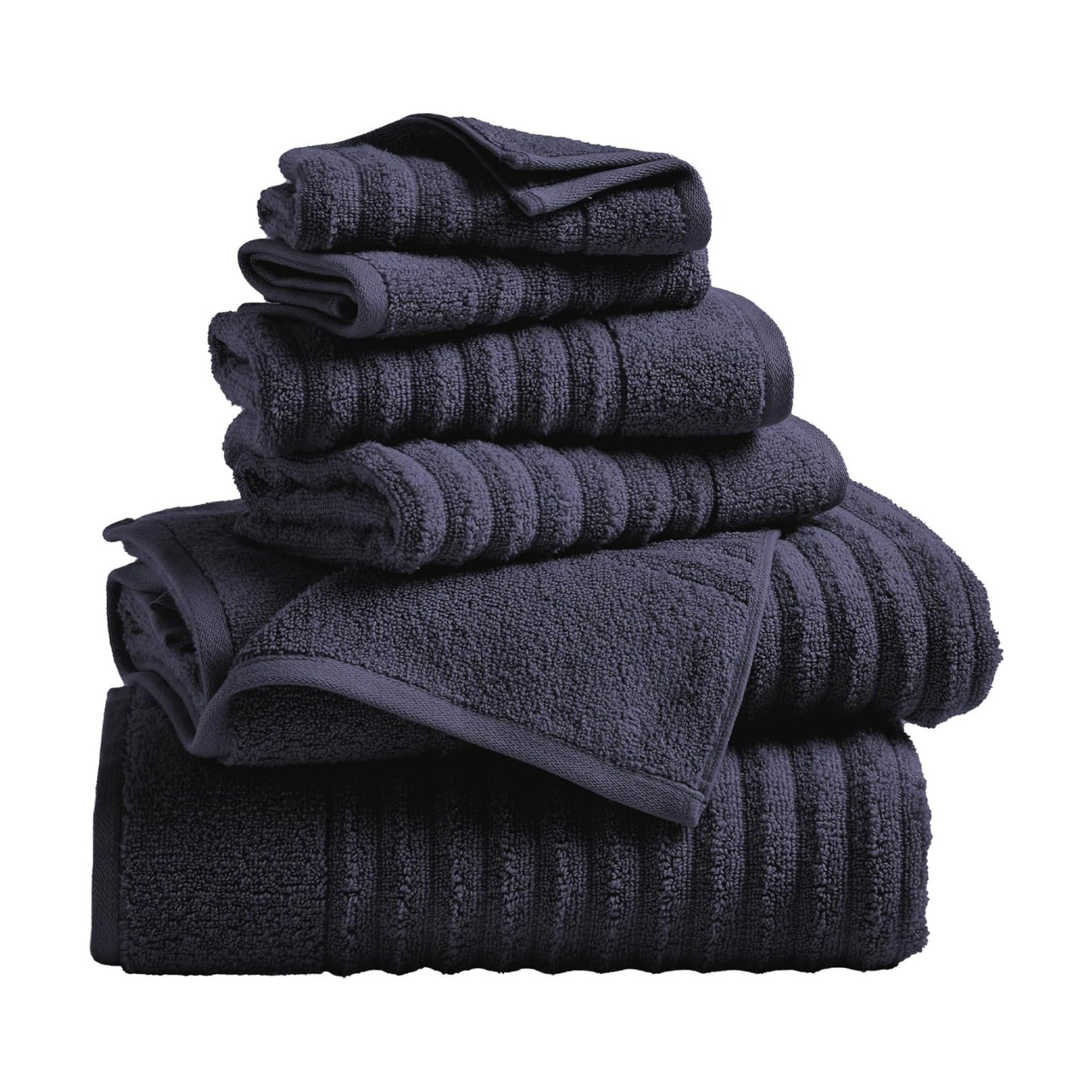 Great Bay Home Bath Towel Set - 100% Cotton 6 Piece Towel Set - Absorbent & Quick-Dry Towels for Bathroom (Navy Blue)