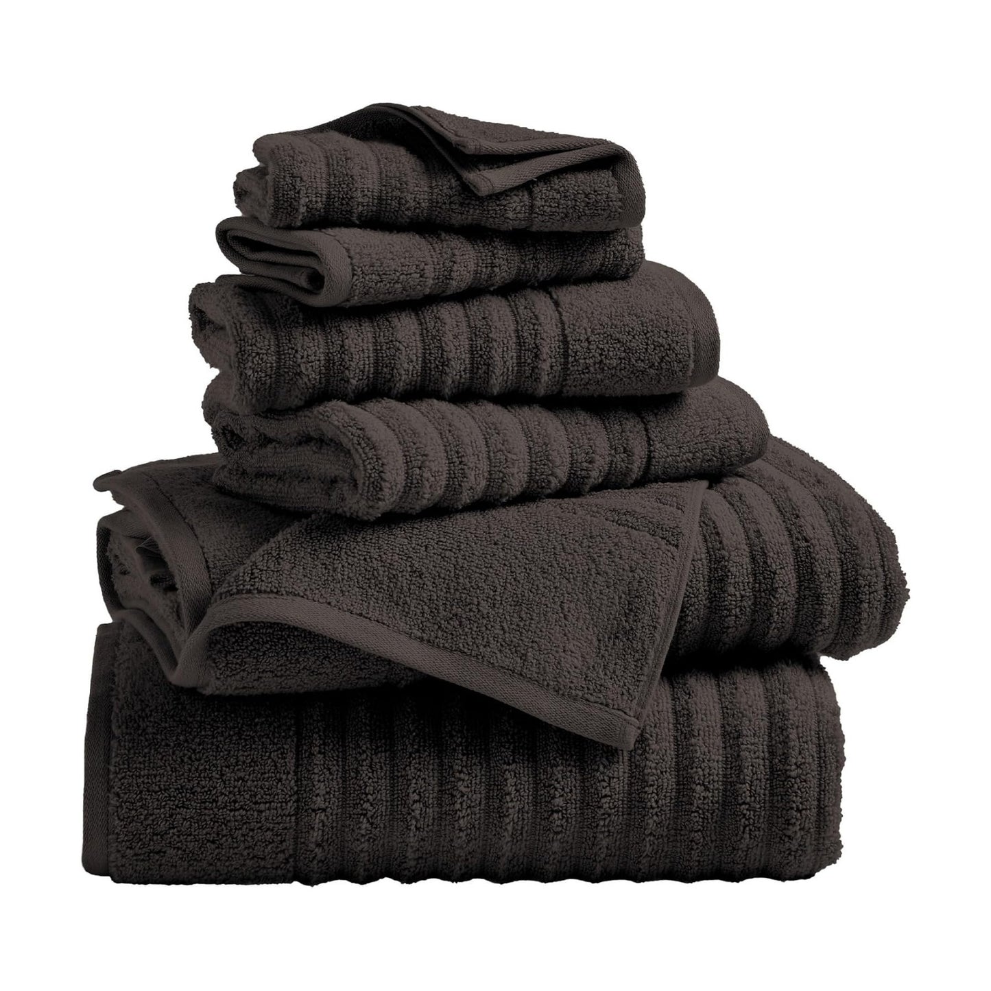 Great Bay Home Bath Towel Set - 100% Cotton 6 Piece Towel Set - Absorbent & Quick-Dry Towels for Bathroom (Midnight