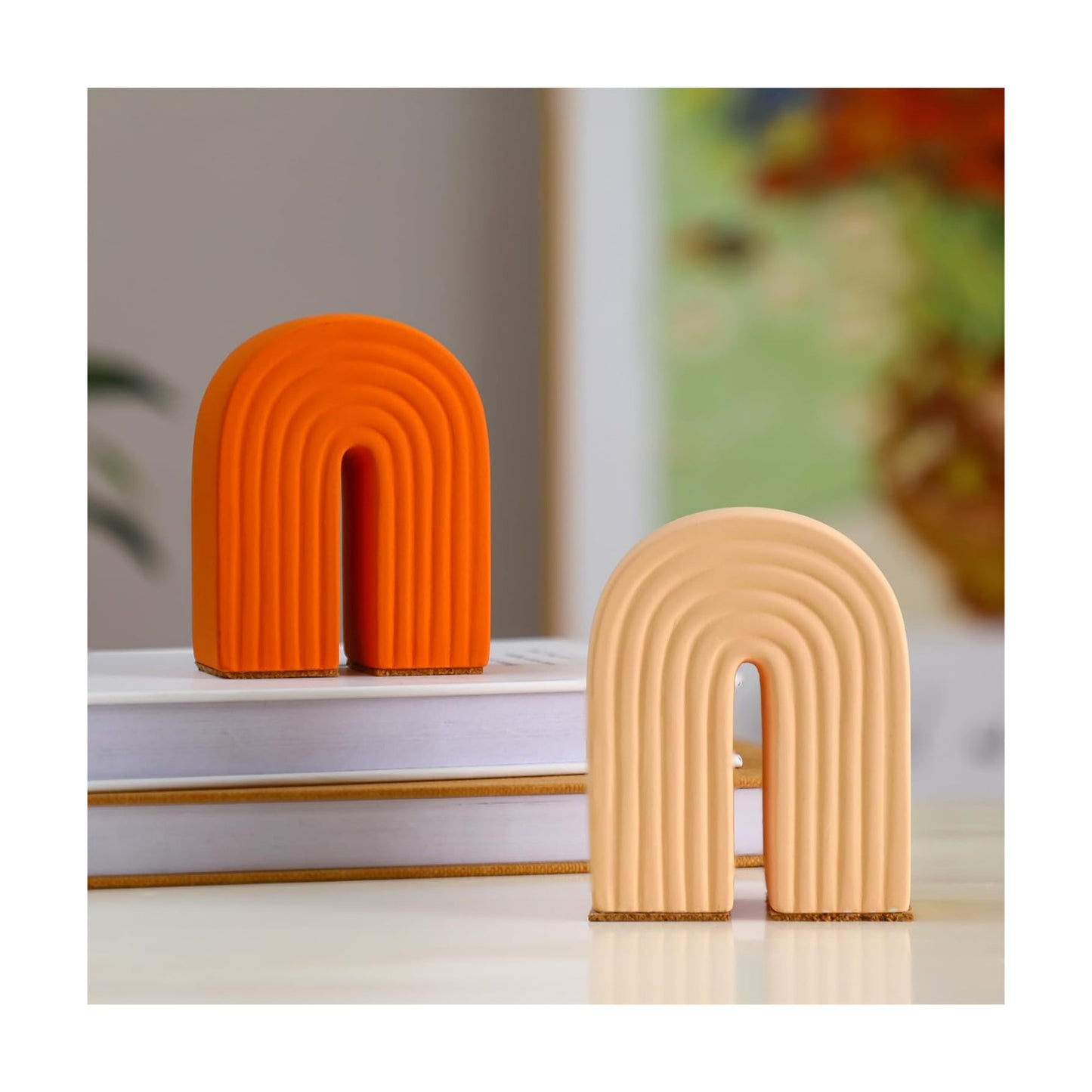 Concrete Bookends Heavy Boho Arch Book Ends Decorative Rainbow Arch Shelf Back to School / Set of 2