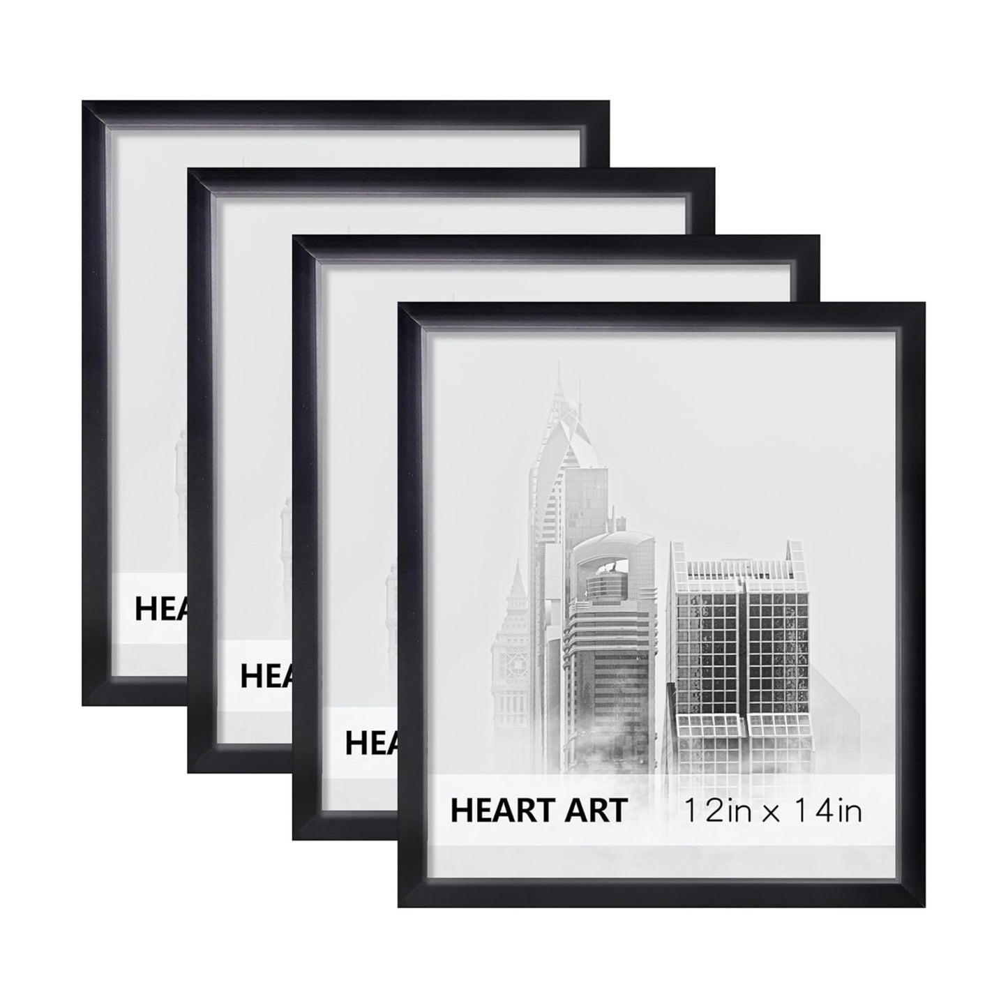 HEART ART 12×14 Picture Frames Without Mat Set of 4, Black | picture frames 12×14 Picture Frames