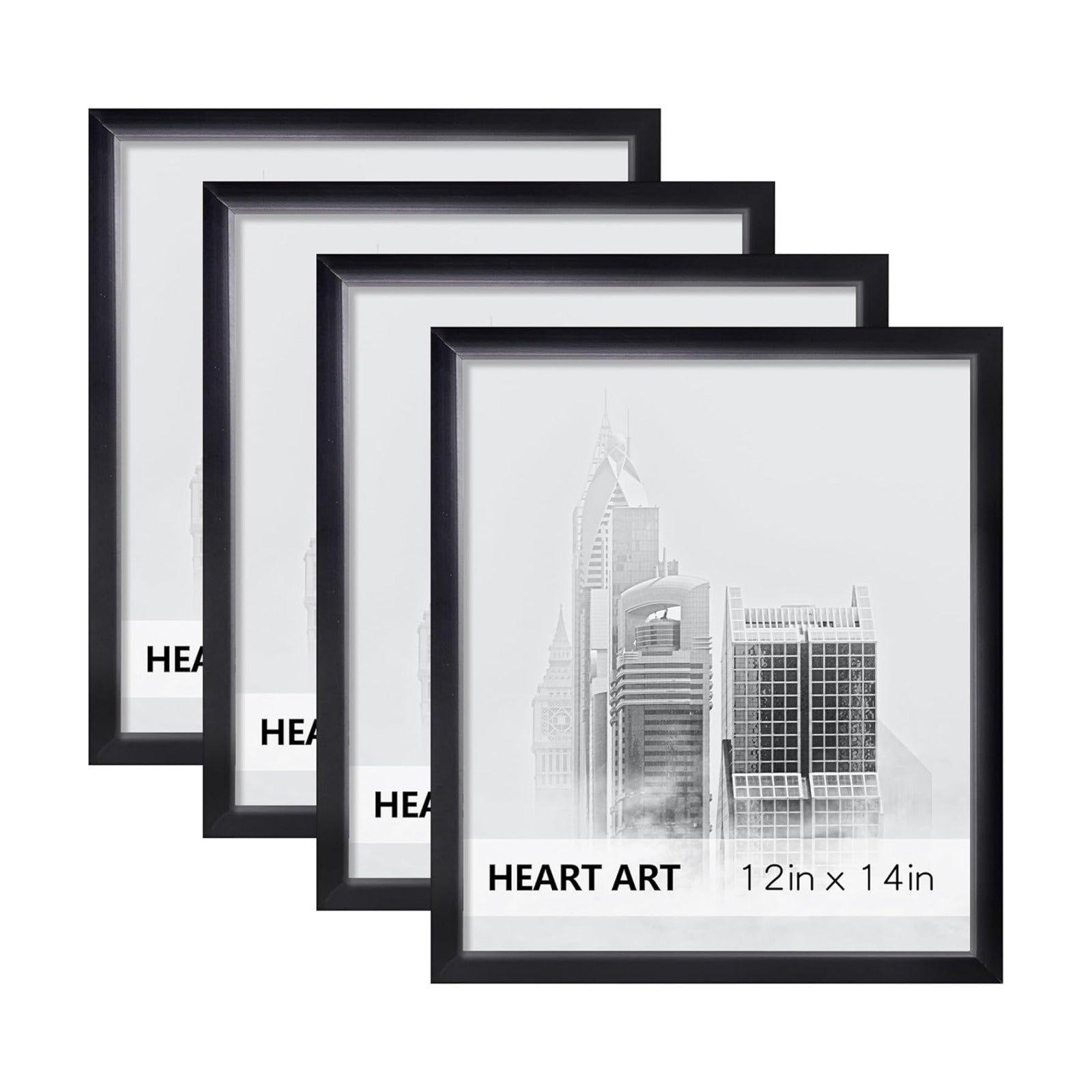 HEART ART 12×14 Picture Frames Without Mat Set of 4, Black | picture frames 12×14 Picture Frames