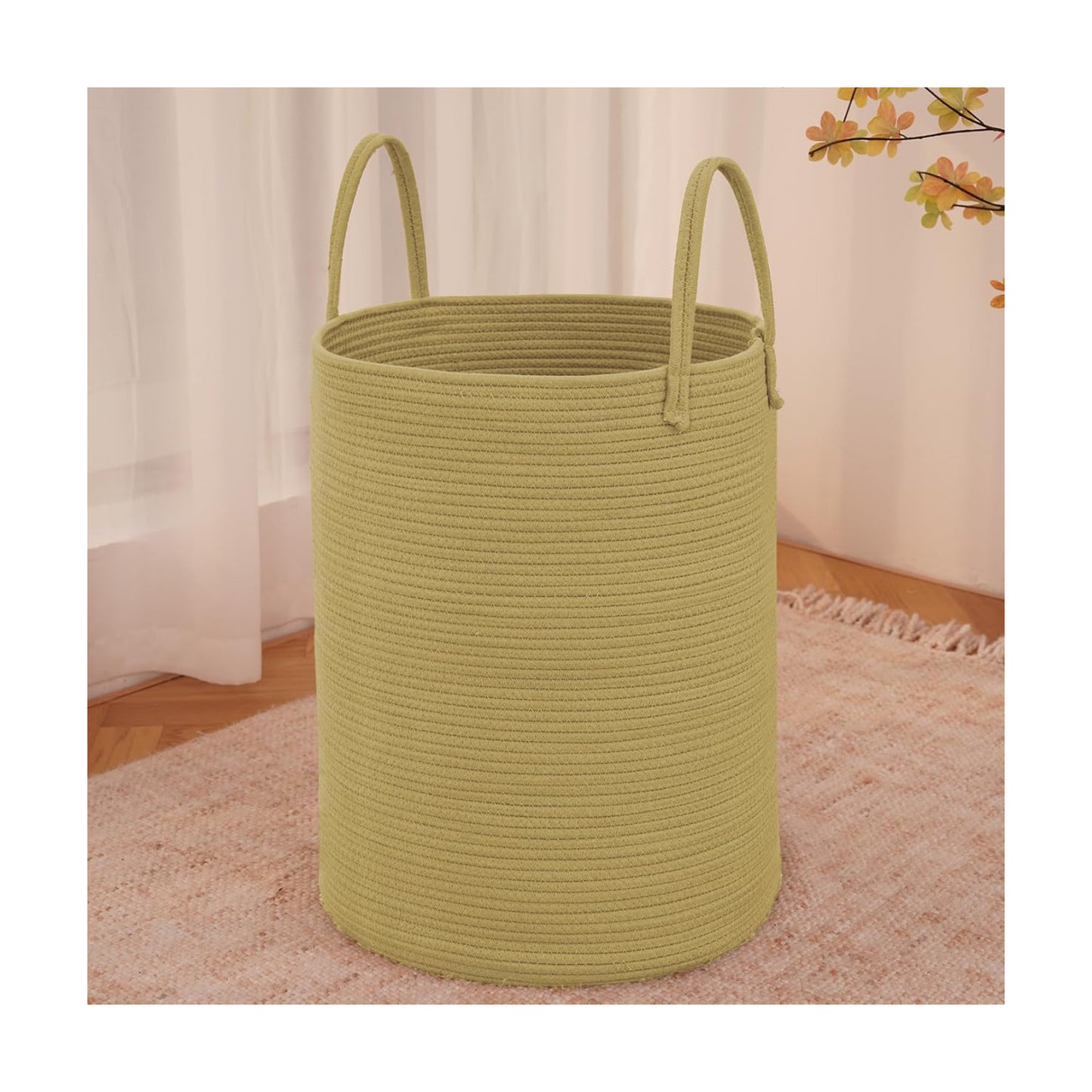 Large Woven Laundry Basket Hamper / Jute / 60L